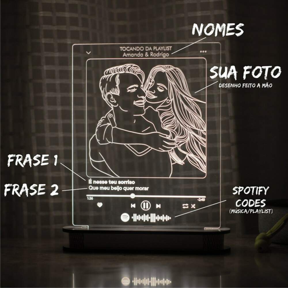 Luminaria com desenho personalizado e m�sica Spotify