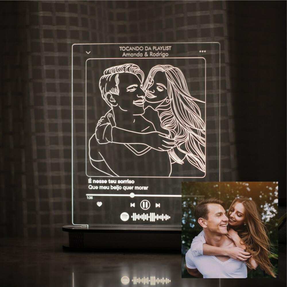 Luminaria com desenho personalizado e m�sica Spotify