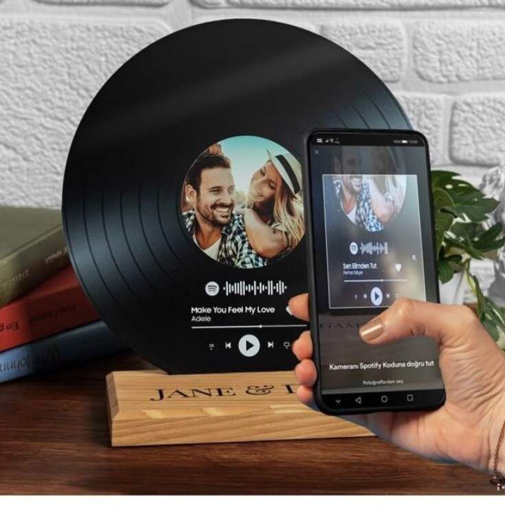 Toten em Formato Disco de Vinil com Foto e Msica Spotify