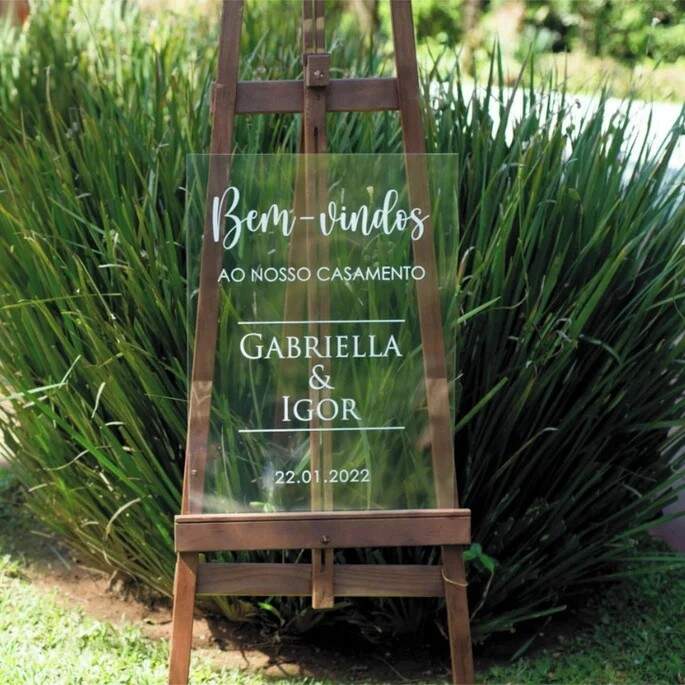 Placa Acrlico Transparente para Casamento