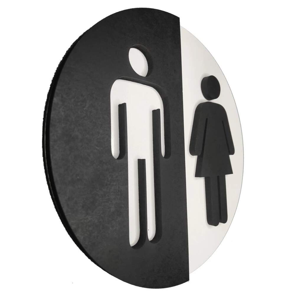 Placa Indicativa Sinaliza��o Para Banheiro Mdf camadas em Relevo Unissex MDF