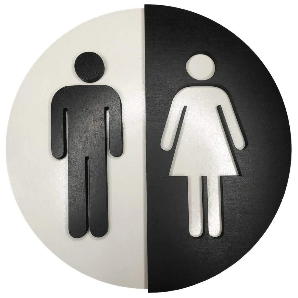 Placa Indicativa Sinalizao Para Banheiro Mdf camadas em Relevo Unissex MDF