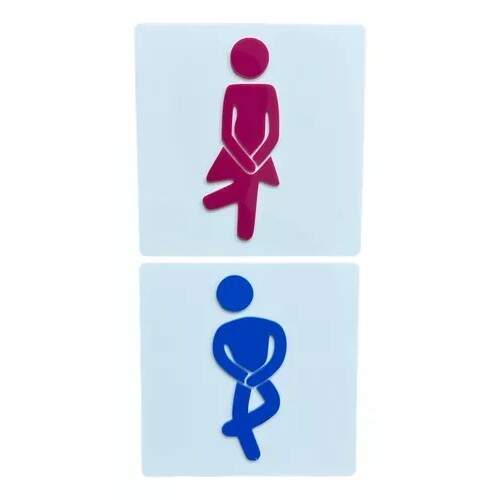Placa Sinalizao Banheiro Masculino Feminino Sanitrio Par acrilico