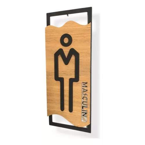 Par Placas Sinaliza��o Porta Banheiro Mdf Masulino Feminino