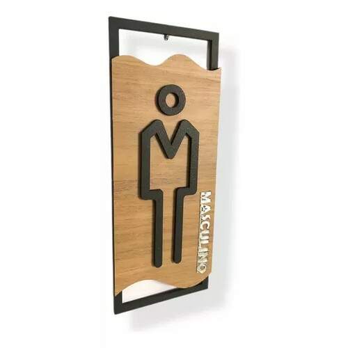 Par Placas Sinaliza��o Porta Banheiro Mdf Masulino Feminino