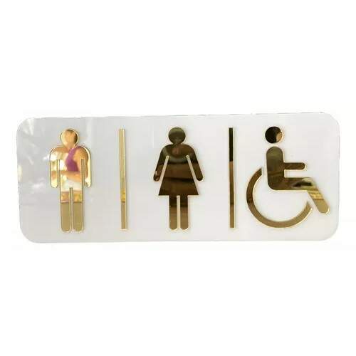 Placa Sinalizao 3 cones Banheiro acrilico