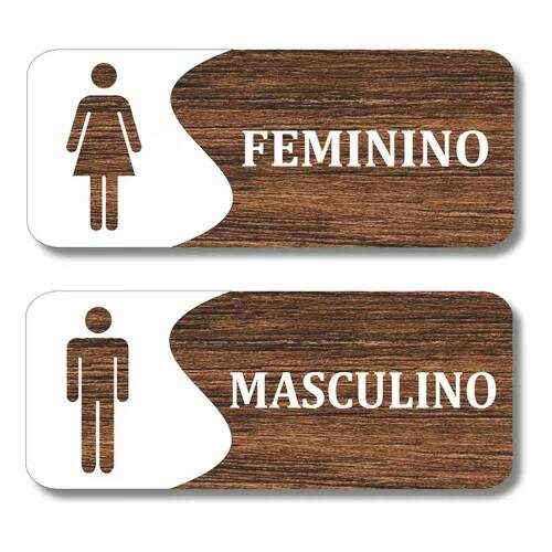 Kit Placa Sinaliza��o Banheiro Feminino Masculino Sanit�rio acrilico