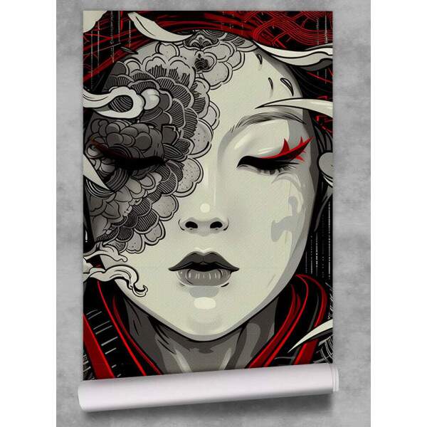 Papel de Parede Rosto Mulher Chines Abstrato MP