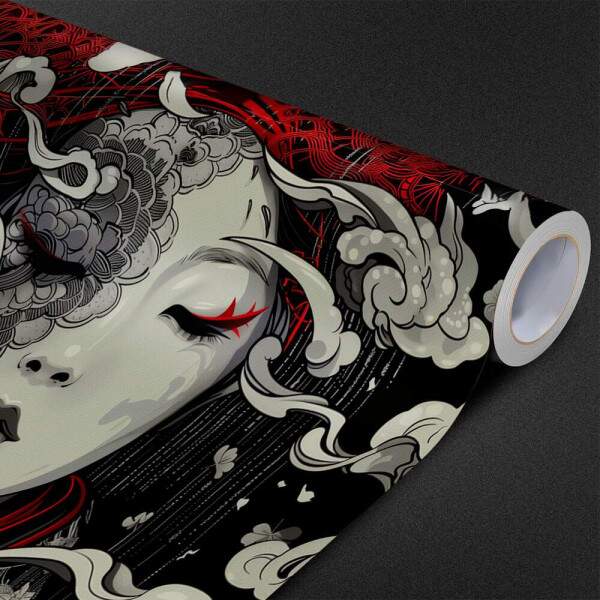 Papel de Parede Rosto Mulher Chines Abstrato MP