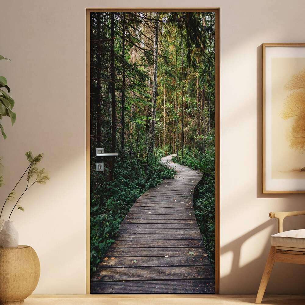 Adesivo Para Porta Pontes E Estradas Caminho Na Floresta