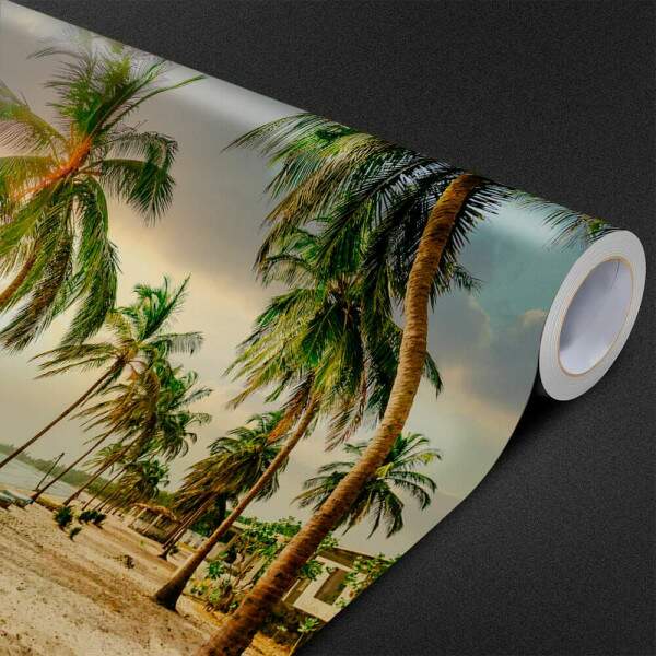 Papel de Parede Praia Palmeiras Por Do Sol MP