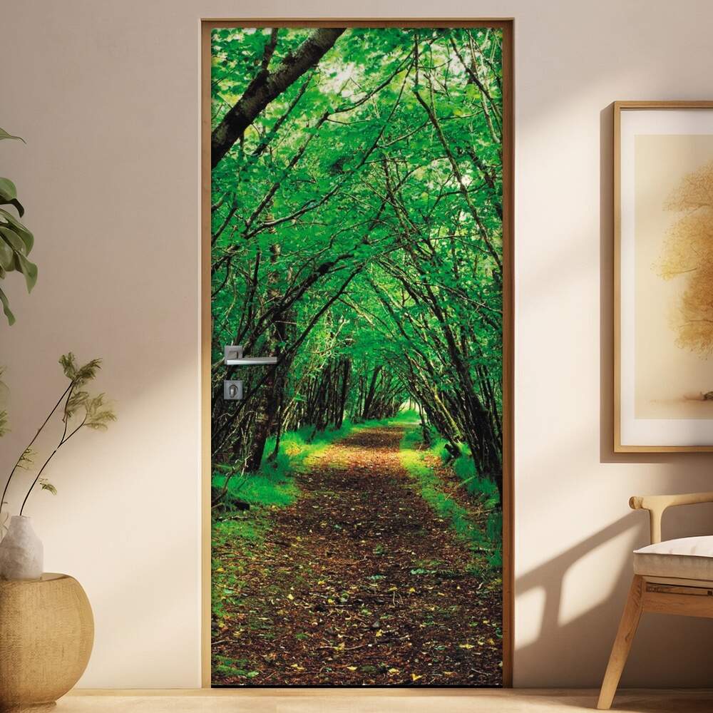 Adesivo Para Porta Pontes E Estradas Caminho Na Floresta 3