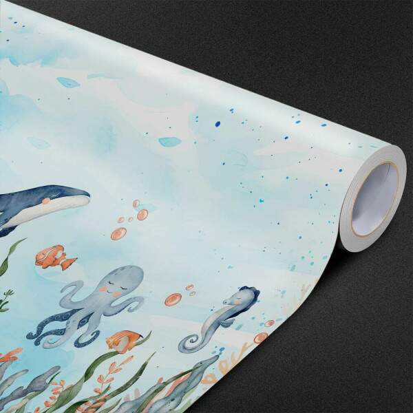 Papel de Parede Animais Fundo Do Mar Aquarela MP