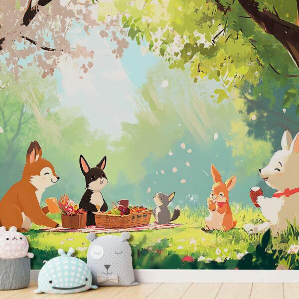 Papel de Parede Animais Pic Nic No Bosque MP