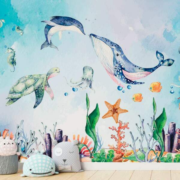 Papel de Parede Baleias Fundo Do Mar MP