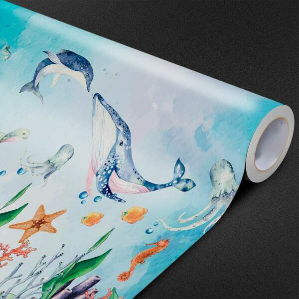 Papel de Parede Baleias Fundo Do Mar MP