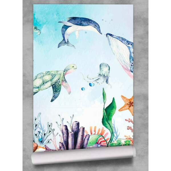 Papel de Parede Baleias Fundo Do Mar MP