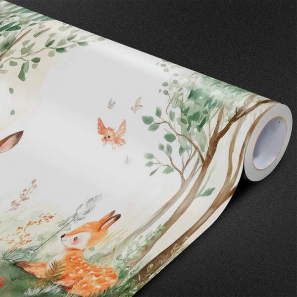 Papel de Parede Bosque Aquarela Raposa MP