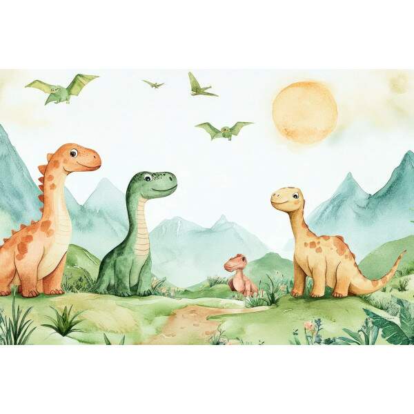 Papel de Parede Cute Dinossauros Aquarela MP