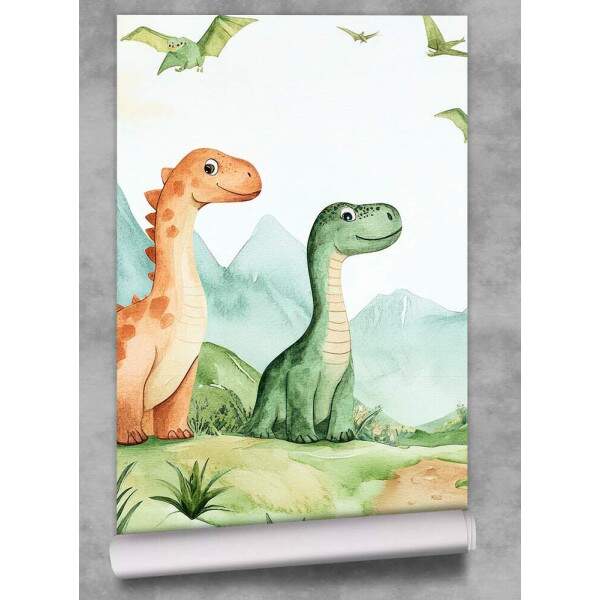 Papel de Parede Cute Dinossauros Aquarela MP