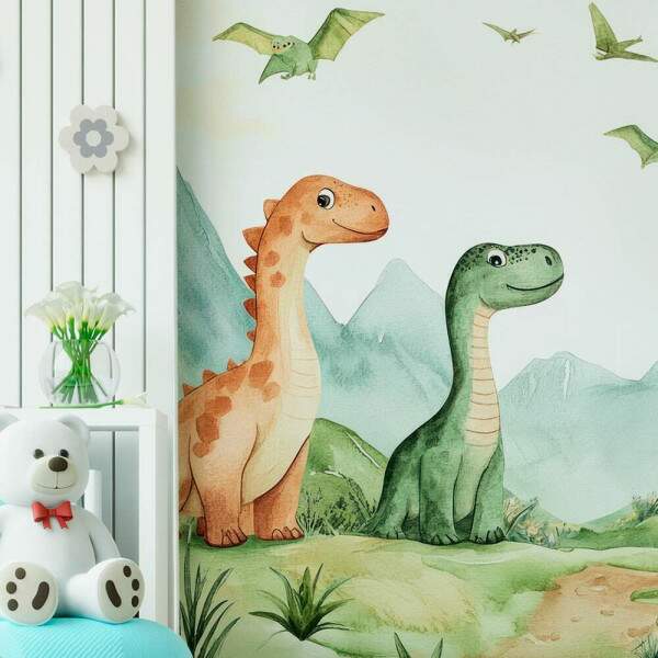 Papel de Parede Cute Dinossauros Aquarela MP