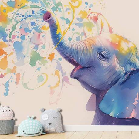 Papel de Parede Elefante Colorido MP