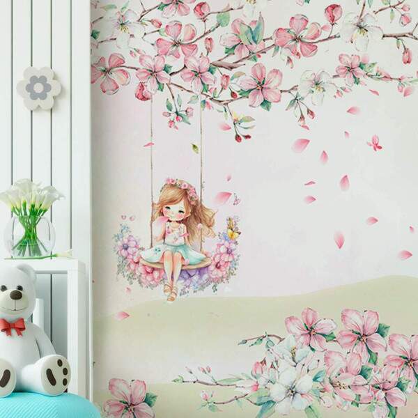 Papel de Parede Jardim Menina No Balanco MP