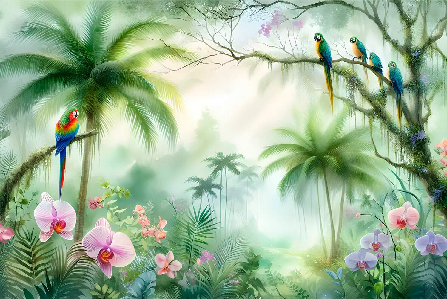 Papel de Parede Passaros Na Floresta MP