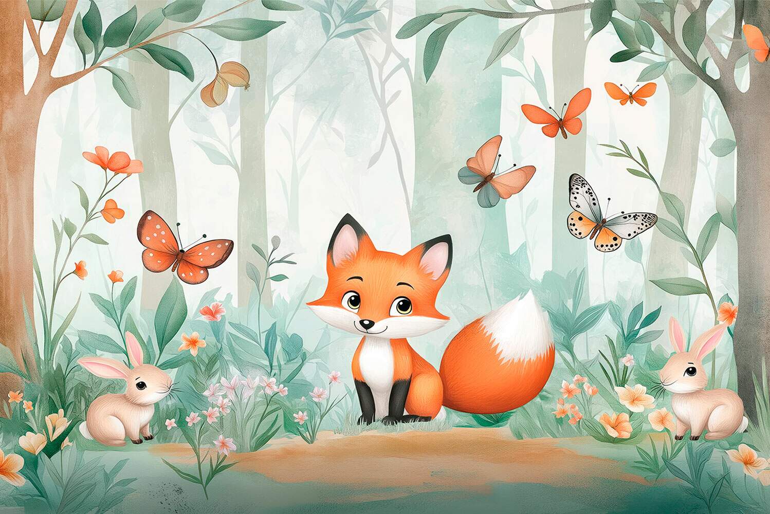 Papel de Parede Raposa Cute No Bosque MP