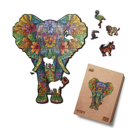 Quebra Cabeca Elefante Colorido Floral