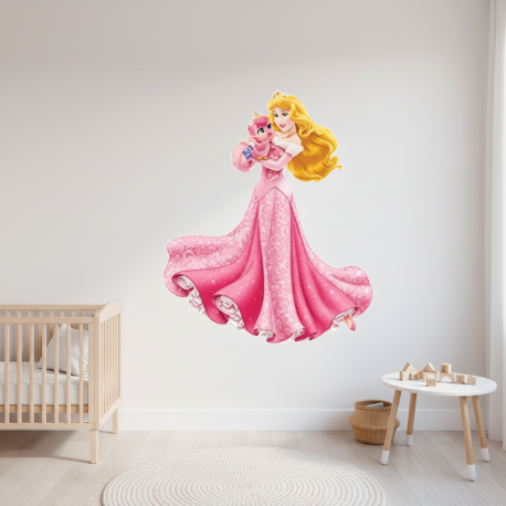 Adesivo de Parede Princesa Aurora e Passarinho