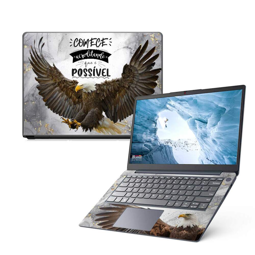 Skin Notebook Aguia Com Frase Motivacional