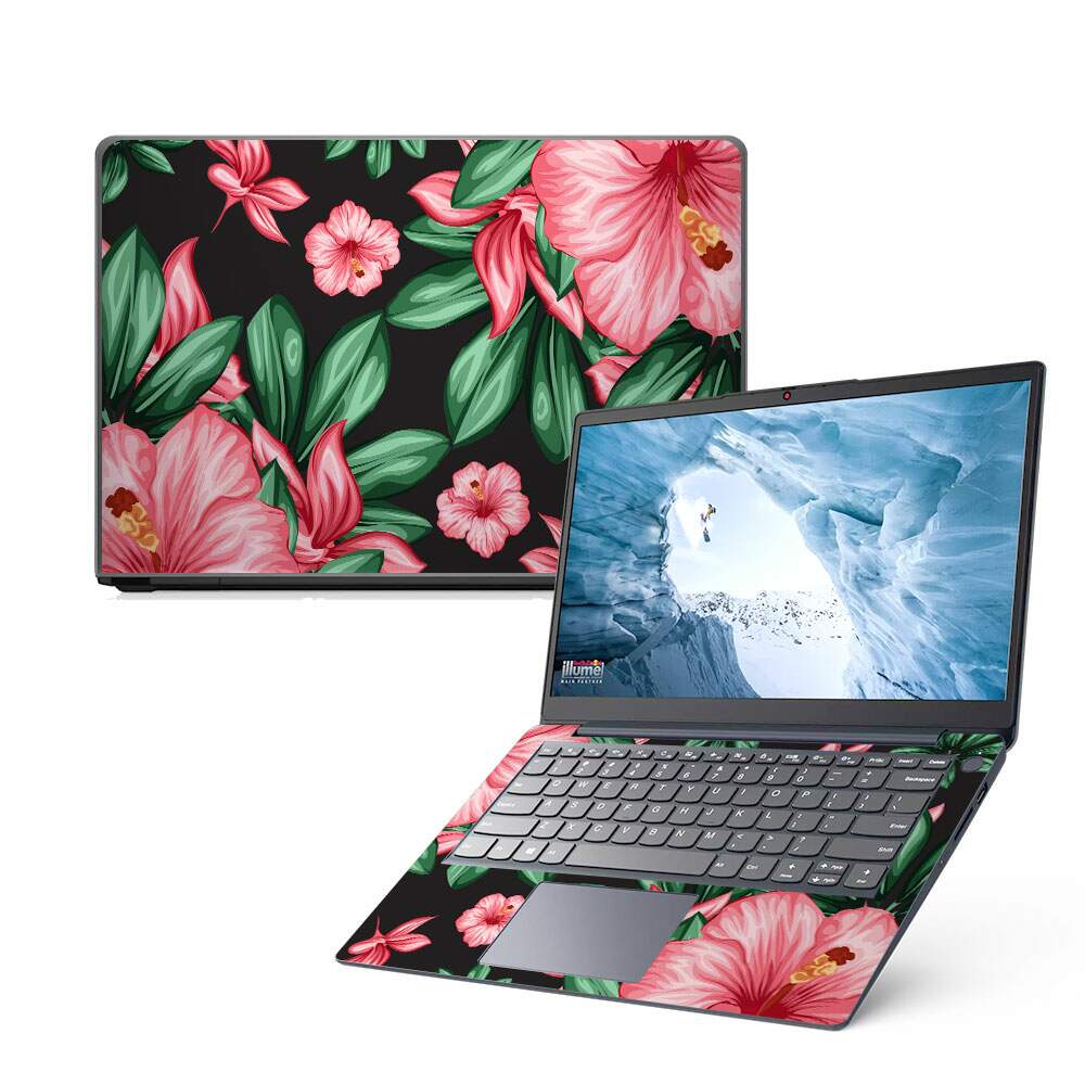Skin Notebook Flores Rosas Fundo Preto
