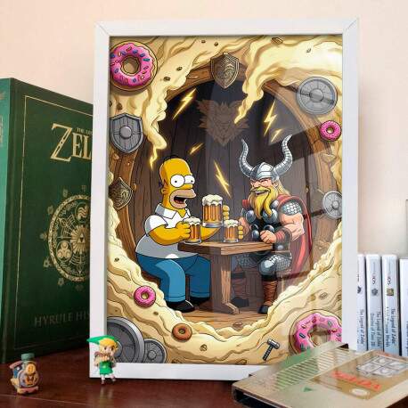 Quadro Decorativo Homer e Thor Tomando Chopp