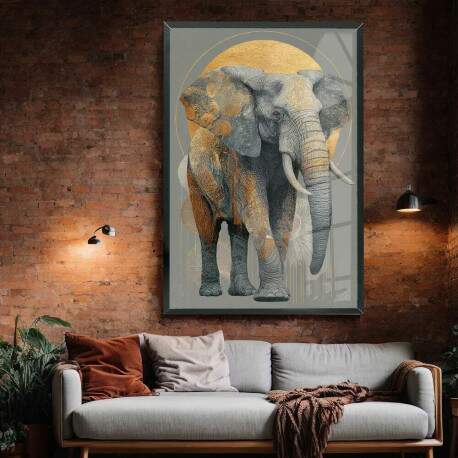 Quadro Decorativo Abstrato Elefante Cinza