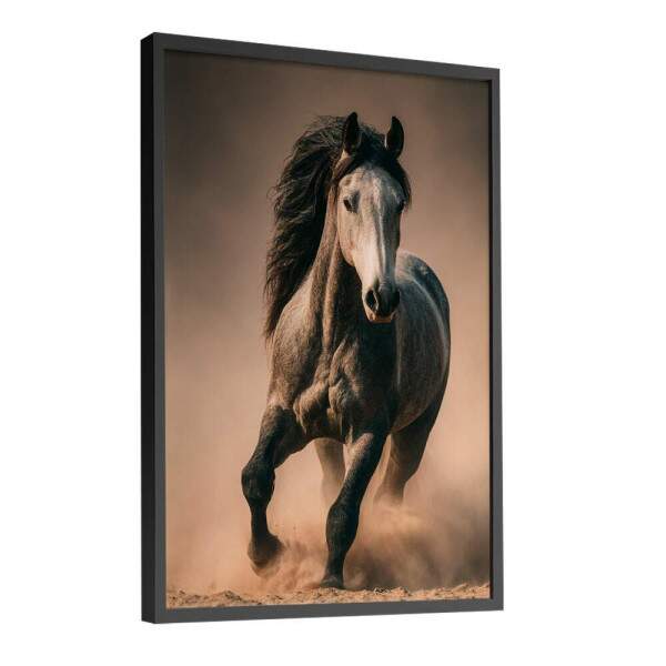 Quadro Decorativo Cavalo Cinza Correndo
