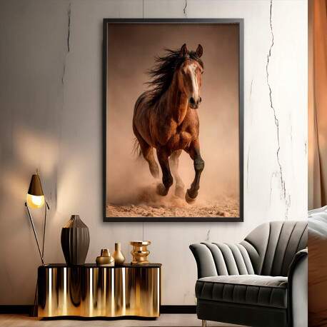 Quadro Decorativo Cavalo Marrom Correndo
