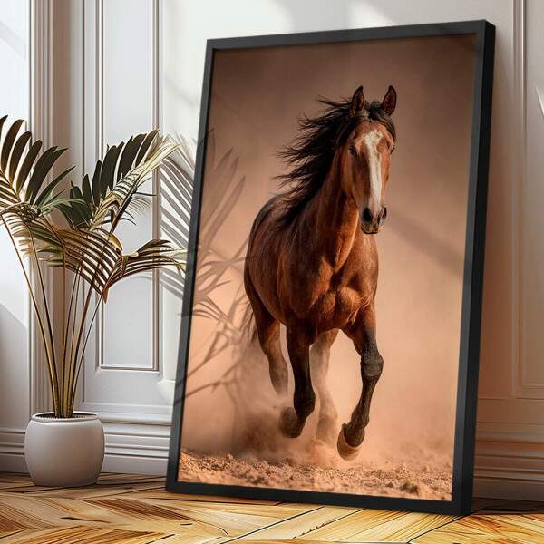 Quadro Decorativo Cavalo Marrom Correndo