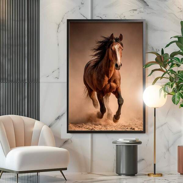 Quadro Decorativo Cavalo Marrom Correndo