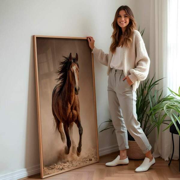Quadro Decorativo Cavalo Marrom Correndo