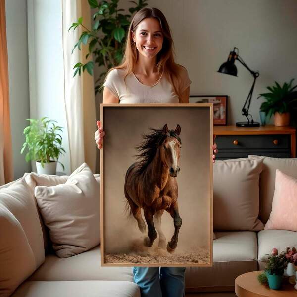 Quadro Decorativo Cavalo Marrom Correndo