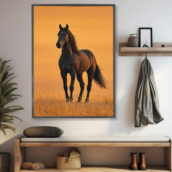 Quadro Decorativo Cavalo Pr Do Sol