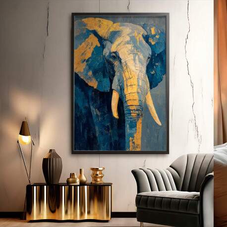 Quadro Decorativo Elefante Pintura Abstrata 