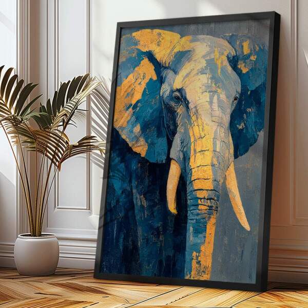 Quadro Decorativo Elefante Pintura Abstrata