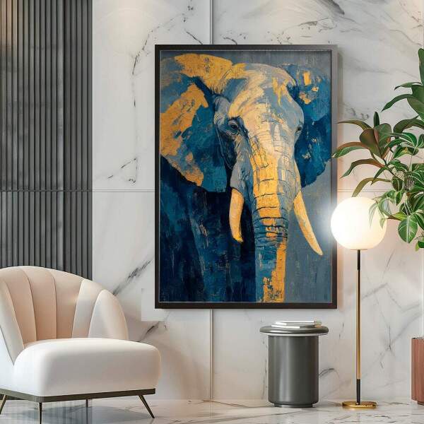 Quadro Decorativo Elefante Pintura Abstrata