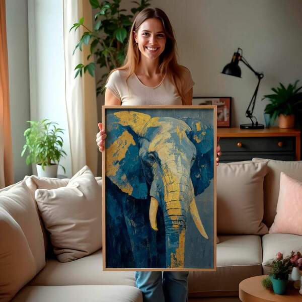 Quadro Decorativo Elefante Pintura Abstrata