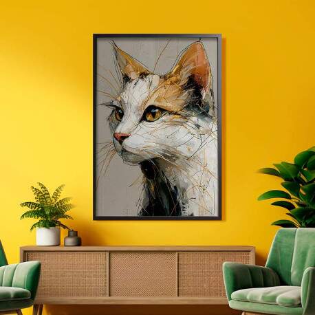 Quadro Decorativo Gato Abstrato