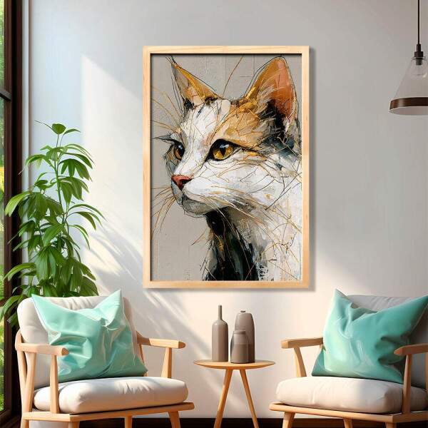 Quadro Decorativo Gato Abstrato