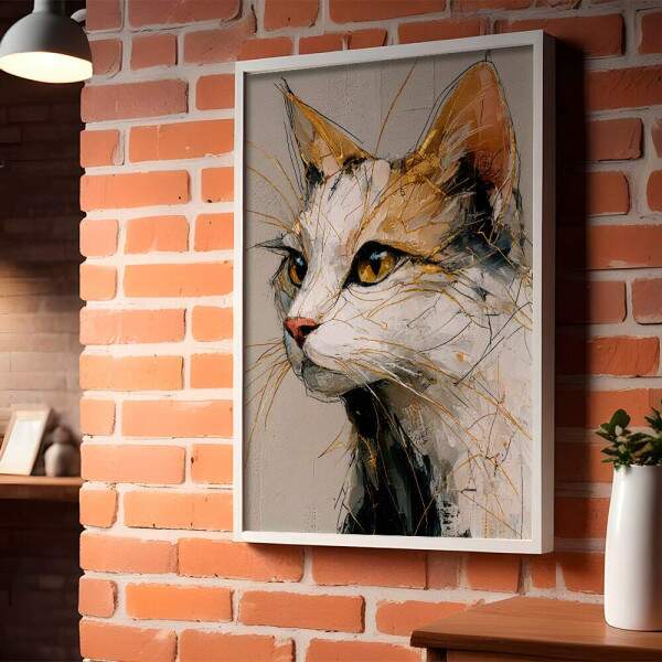 Quadro Decorativo Gato Abstrato
