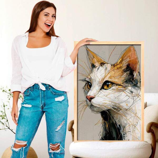 Quadro Decorativo Gato Abstrato